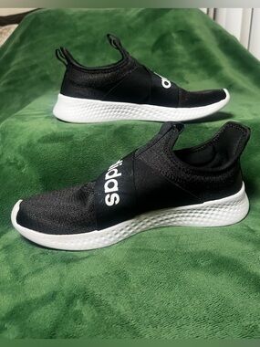 adidas Black and White Slip-On Athletic Sneakers